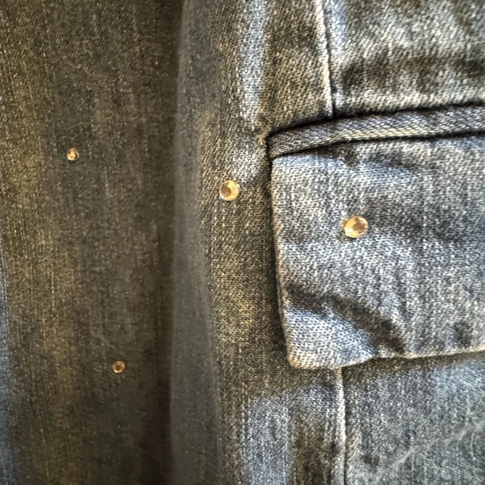 Quacker Factory Embellished Blue Jean Blazer.  Size 1x - Picture 3 of 6